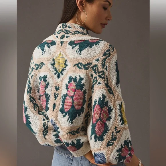 Anthropologie floral cocoon cardigan xs/s - Picture 1 of 10